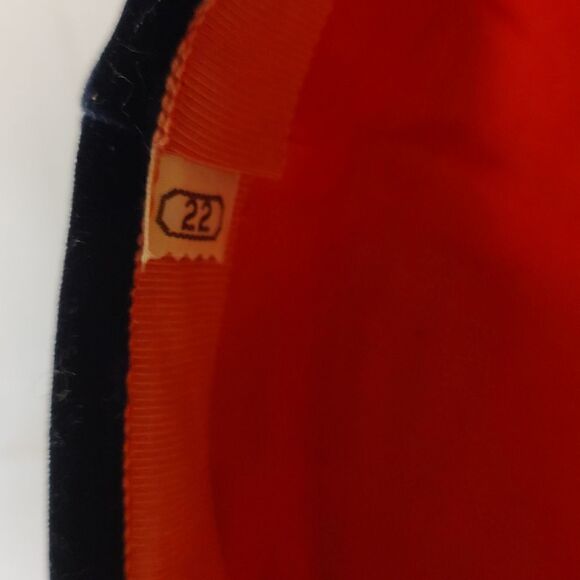 Vintage Navy Blue Velvet Hat Silk Bow - Picture 5 of 5